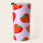 Bold and Vibrant Minimal Strawberry Pattern Pink Red Travel Mug Gallery Image 3