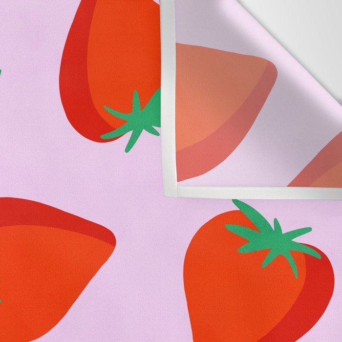 Bold and Vibrant Minimal Strawberry Pattern Pink Red Wall Tapestry Gallery Image 3