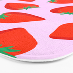 Bold and Vibrant Minimal Strawberry Pattern Pink Red Bath Mat Gallery Image 3