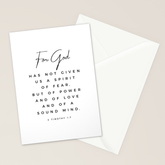Christian Quote Wall Art 2 Timothy 1 7 For God Hath Not Given Us A Spirit Of Fear Bible Scripture Stationery Card Gallery Image 2