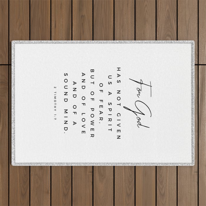 Christian Quote Wall Art 2 Timothy 1 7 For God Hath Not Given Us A Spirit Of Fear Bible Scripture Outdoor Rug Gallery Image 1