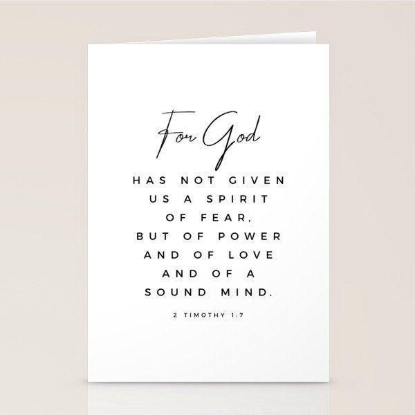 Christian Quote Wall Art 2 Timothy 1 7 For God Hath Not Given Us A Spirit Of Fear Bible Scripture Stationery Card Gallery Image 2