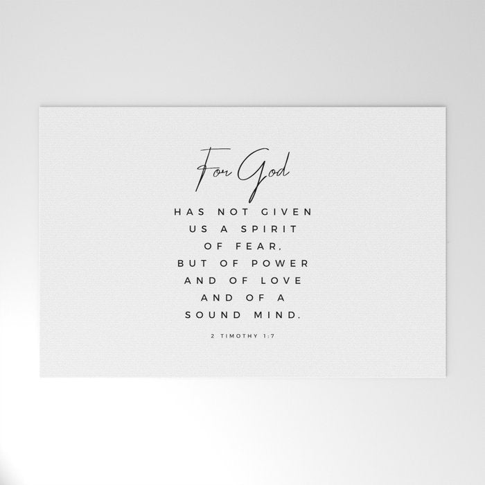 Christian Quote Wall Art 2 Timothy 1 7 For God Hath Not Given Us A Spirit Of Fear Bible Scripture Welcome Mat Gallery Image 1