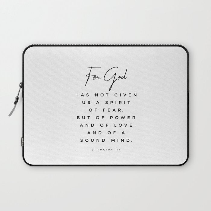 Christian Quote Wall Art 2 Timothy 1 7 For God Hath Not Given Us A Spirit Of Fear Bible Scripture Laptop Sleeve Gallery Image 1
