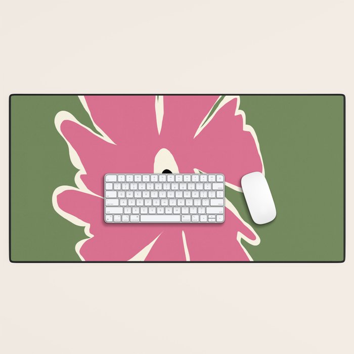 Pink and green bold flower Desk Mat Gallery Image 1