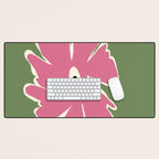 Pink and green bold flower Desk Mat Gallery Image 1