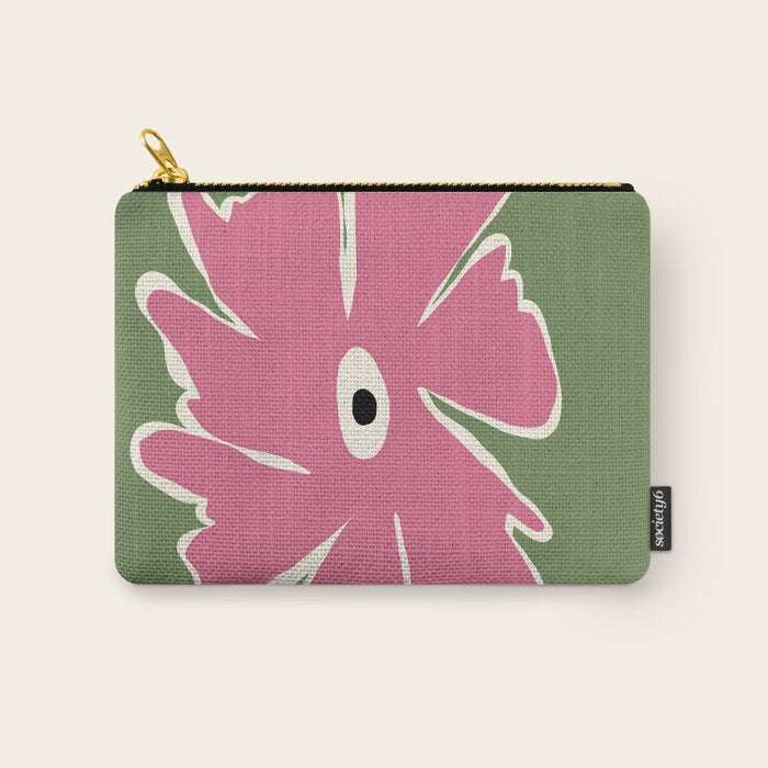 Pink and green bold flower Carry All Pouch Gallery Image 1
