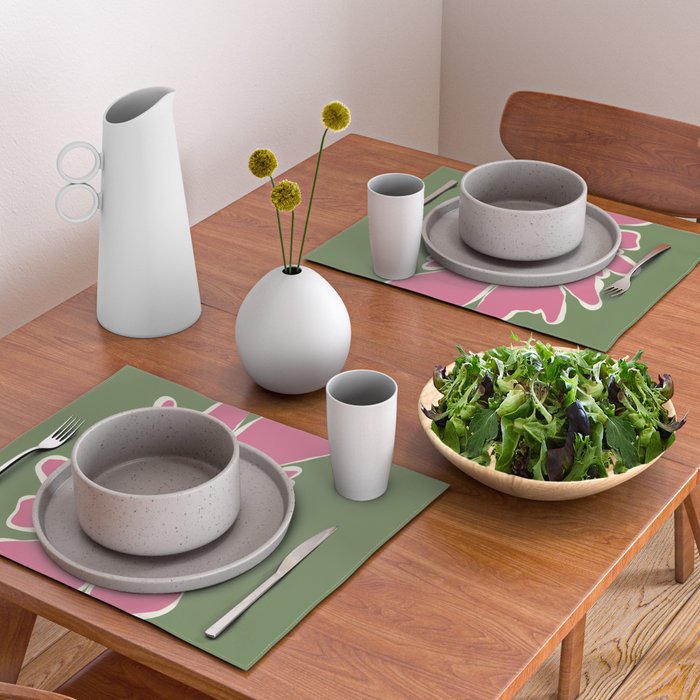 Pink and green bold flower Placemat Gallery Image 2