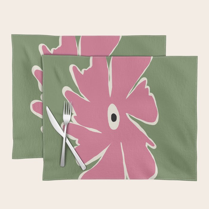 Pink and green bold flower Placemat Gallery Image 1