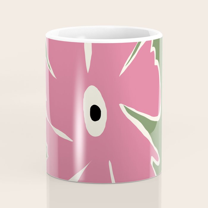 Pink and green bold flower Coffee Mug Gallery Image 4