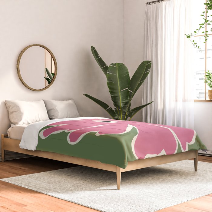 Pink and green bold flower Comforter Gallery Image 2