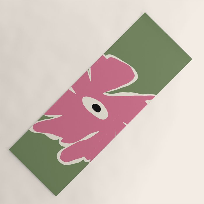 Pink and green bold flower Yoga Mat Gallery Image 1