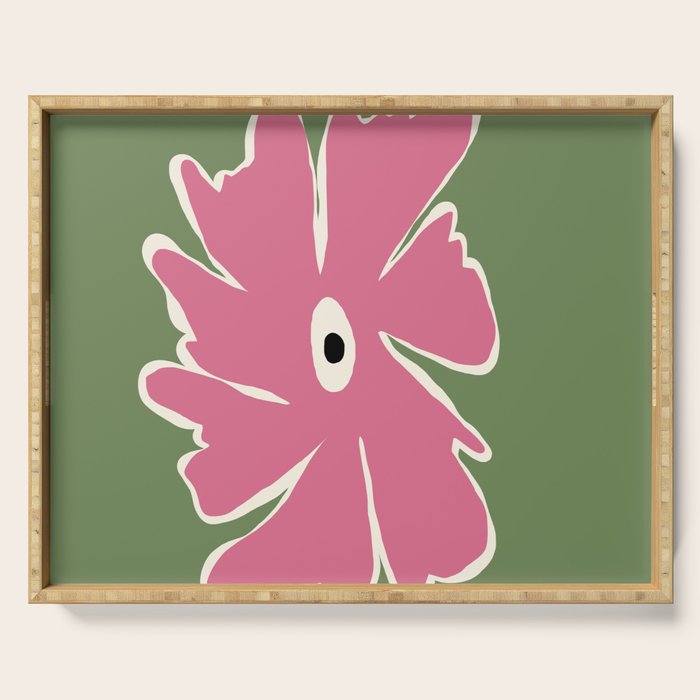 Pink and green bold flower Serving Tray Gallery Image 1