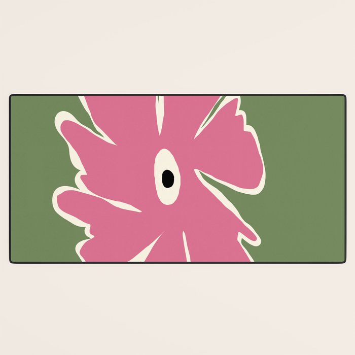 Pink and green bold flower Desk Mat Gallery Image 3