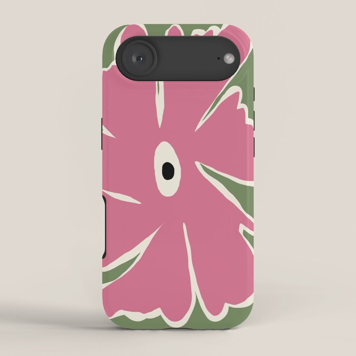 Pink and green bold flower iPhone Case Gallery Image 2