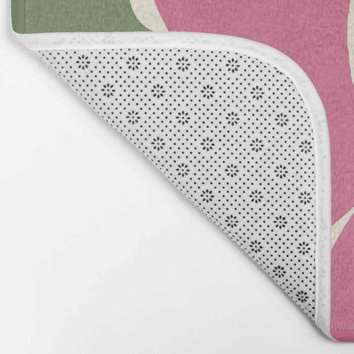 Pink and green bold flower Bath Mat Gallery Image 2