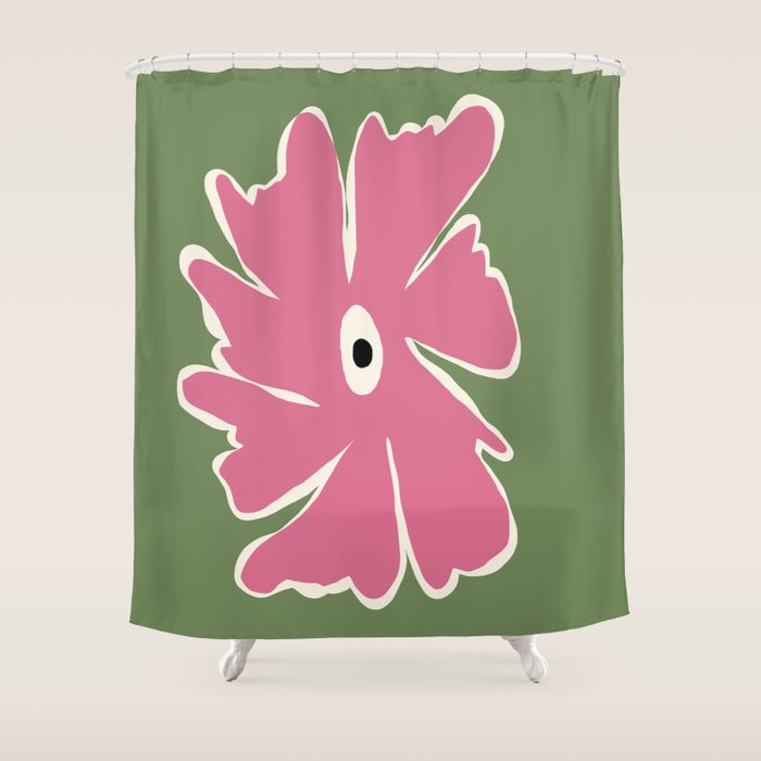 Pink and green bold flower Shower Curtain Gallery Image 1