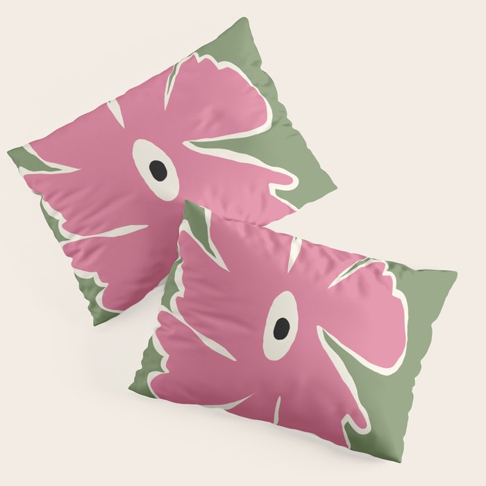 Pink and green bold flower Pillow Sham Gallery Image 3