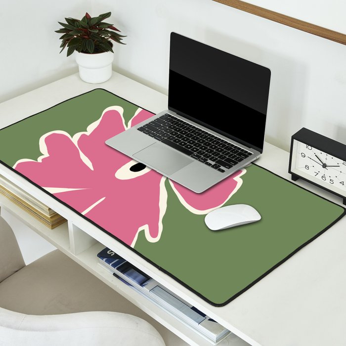 Pink and green bold flower Desk Mat Gallery Image 2