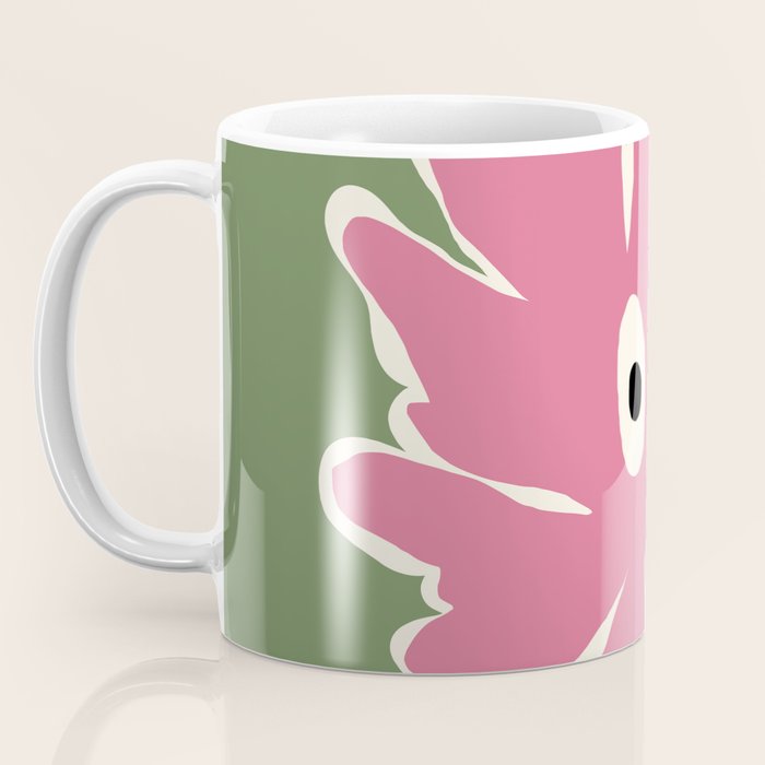 Pink and green bold flower Coffee Mug Gallery Image 3