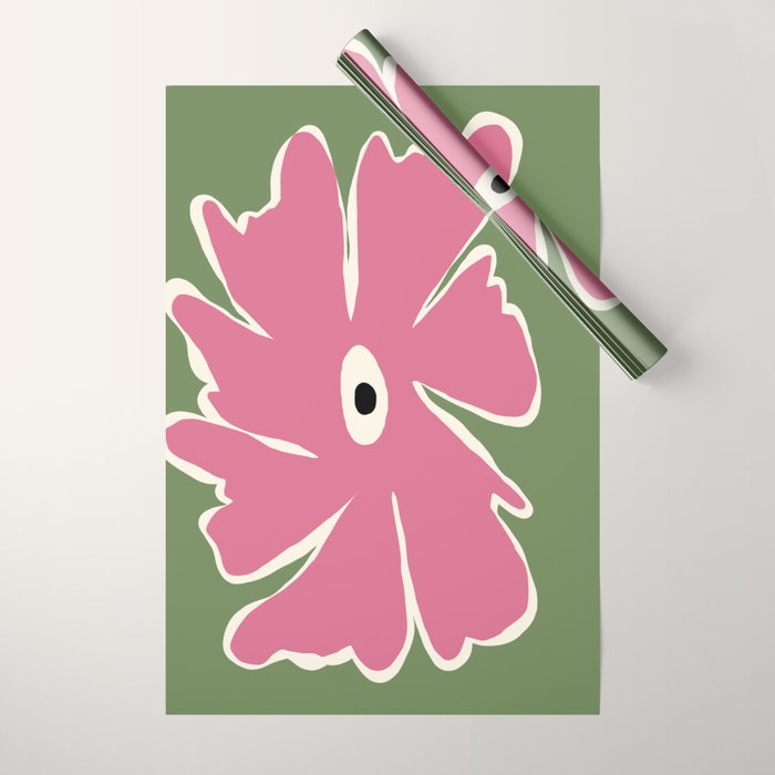 Pink and green bold flower Wrapping Paper Gallery Image 1
