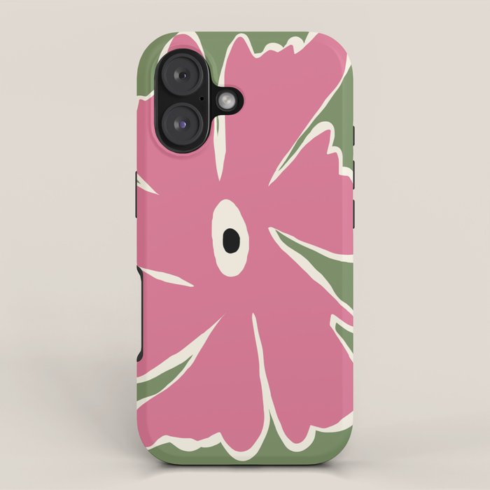 Pink and green bold flower iPhone Case Gallery Image 1