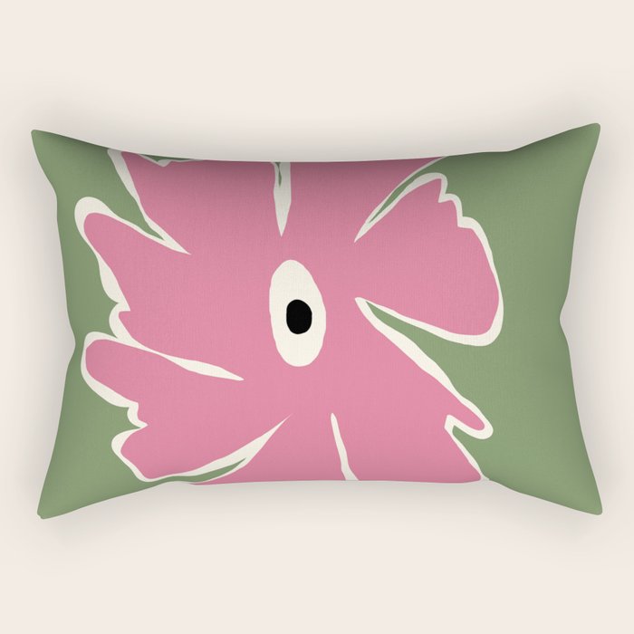 Pink and green bold flower Rectangular Pillow Gallery Image 2