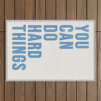 You Can Do Hard Things Cream & Blue Outdoor Rug Gallery Image 1