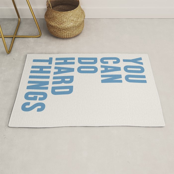 You Can Do Hard Things Cream & Blue Rug Gallery Image 1