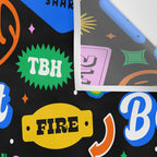 Fun retro quote sticker pattern Wall Tapestry Gallery Image 3