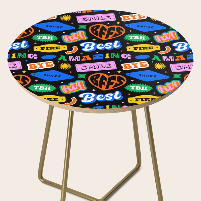 Fun retro quote sticker pattern Side Table Gallery Image 2
