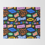 Fun retro quote sticker pattern Throw Blanket Gallery Image 2
