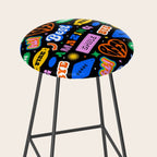 Fun retro quote sticker pattern Stool Gallery Image 2