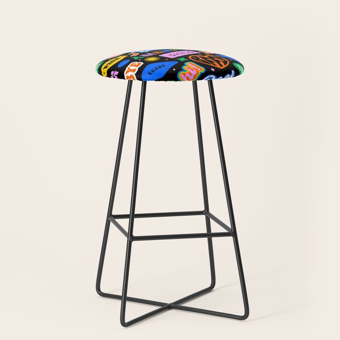 Fun retro quote sticker pattern Stool Gallery Image 1