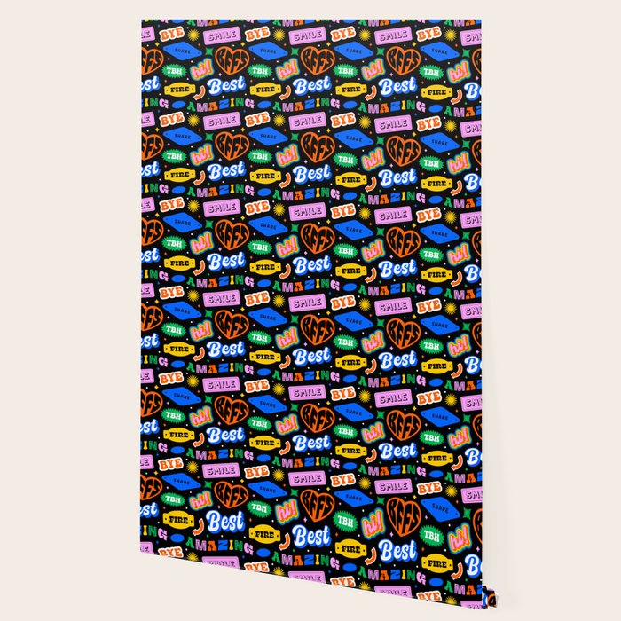 Fun retro quote sticker pattern Wallpaper Gallery Image 2
