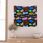 Fun retro quote sticker pattern Wall Tapestry Gallery Image 2