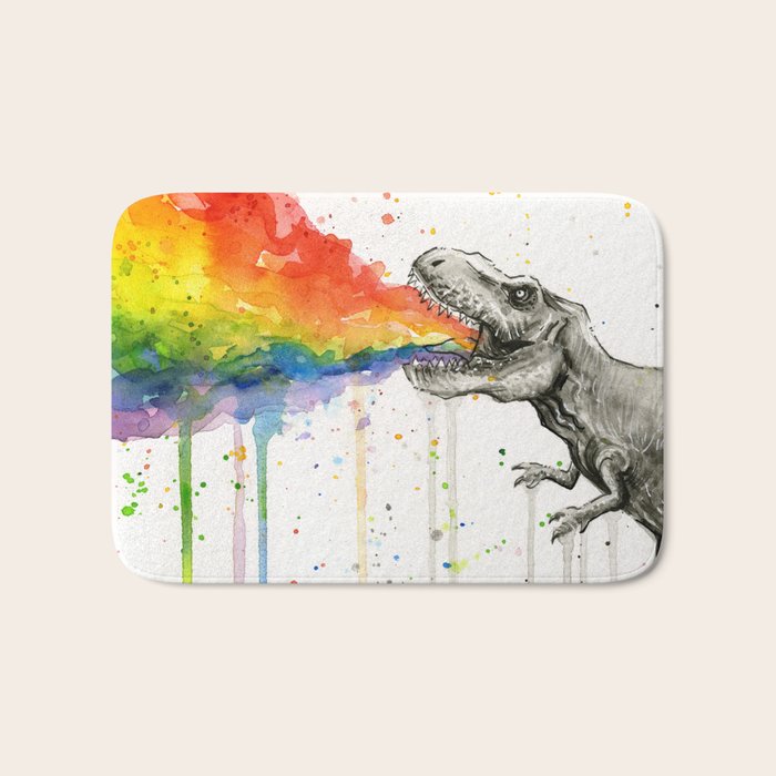 T-Rex Rainbow Puke Bath Mat Gallery Image 1