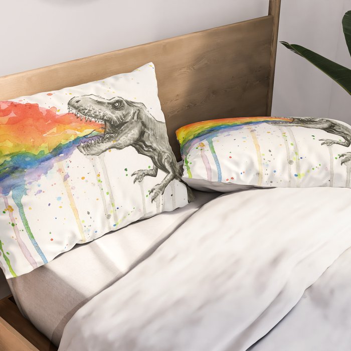 T-Rex Rainbow Puke Pillow Sham Gallery Image 2