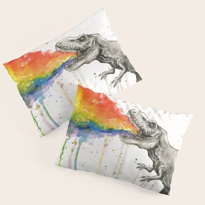T-Rex Rainbow Puke Pillow Sham Gallery Image 3