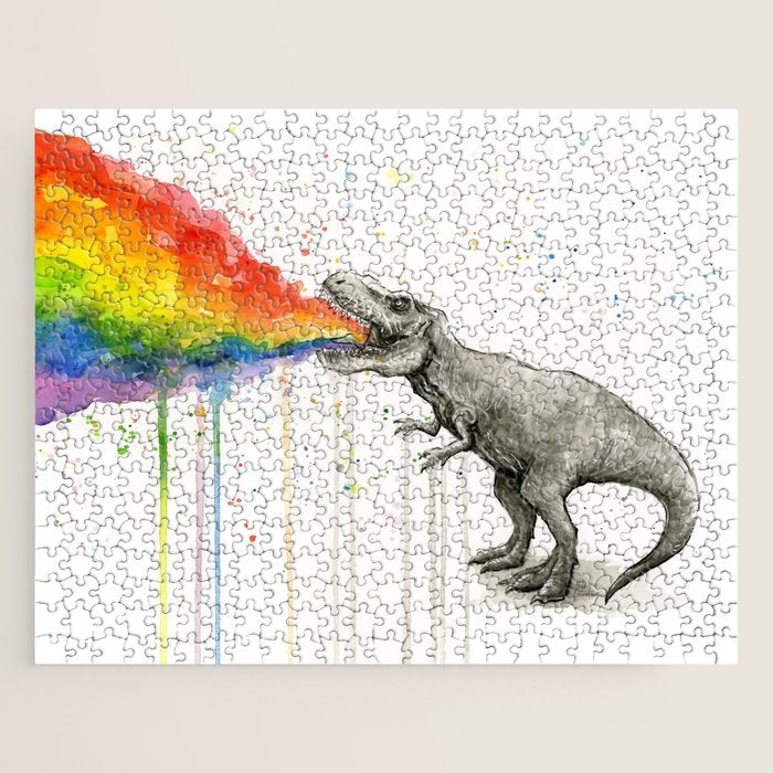 T-Rex Rainbow Puke Jigsaw Puzzle Gallery Image 1