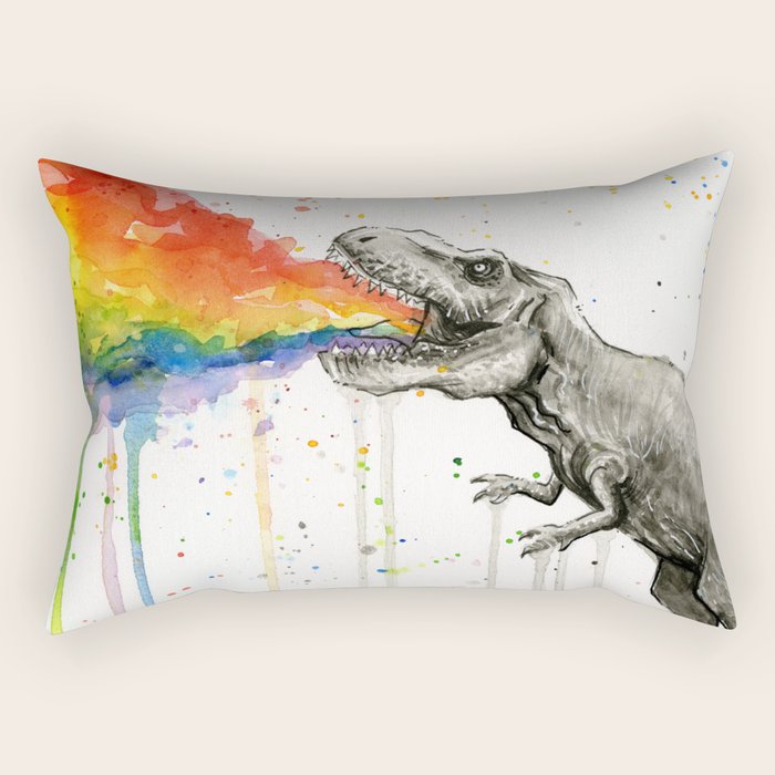T-Rex Rainbow Puke Rectangular Pillow Gallery Image 1