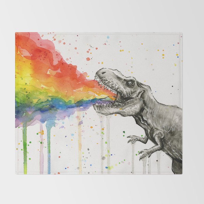 T-Rex Rainbow Puke Throw Blanket Gallery Image 2