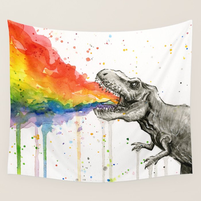 T-Rex Rainbow Puke Wall Tapestry Gallery Image 1