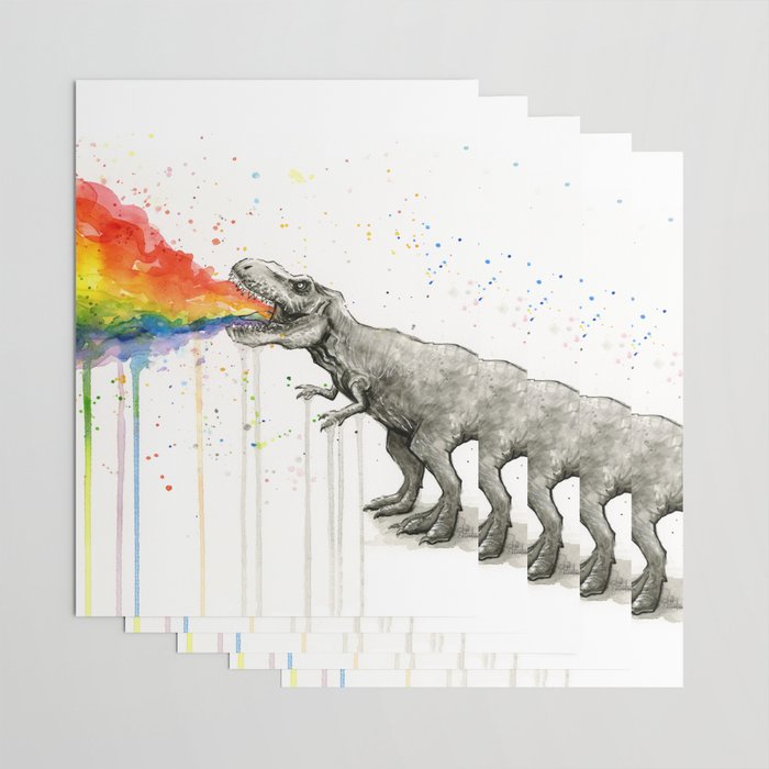 T-Rex Rainbow Puke Wrapping Paper Gallery Image 3