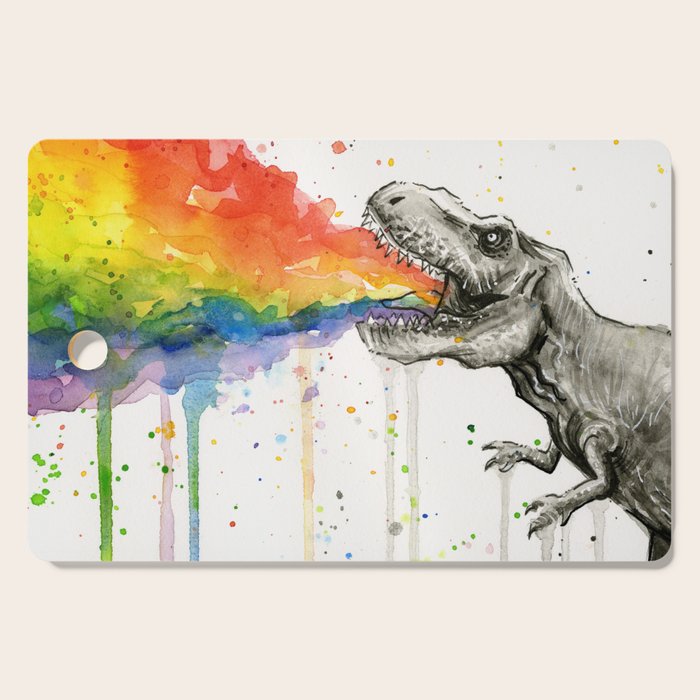 T-Rex Rainbow Puke Cutting Board Gallery Image 1