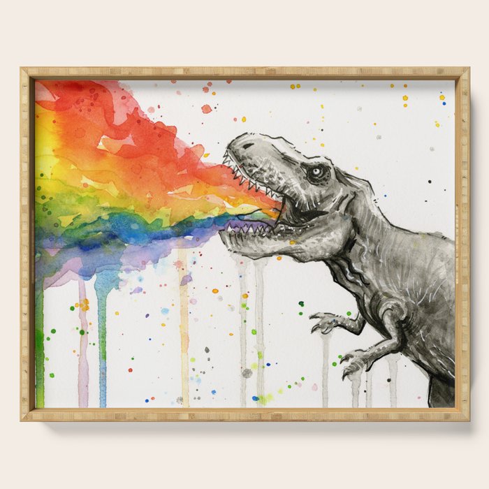 T-Rex Rainbow Puke Serving Tray Gallery Image 1