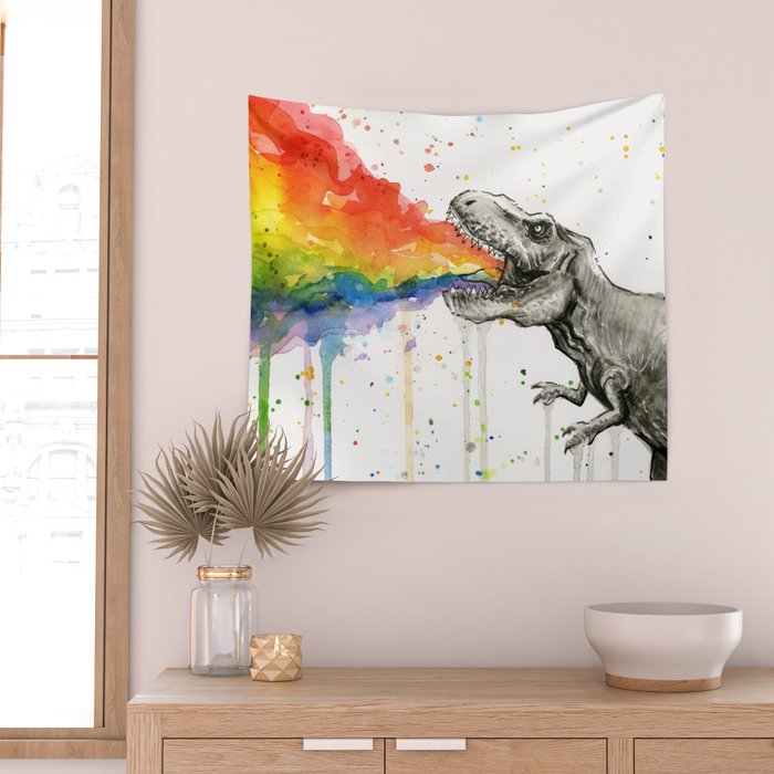 T-Rex Rainbow Puke Wall Tapestry Gallery Image 2