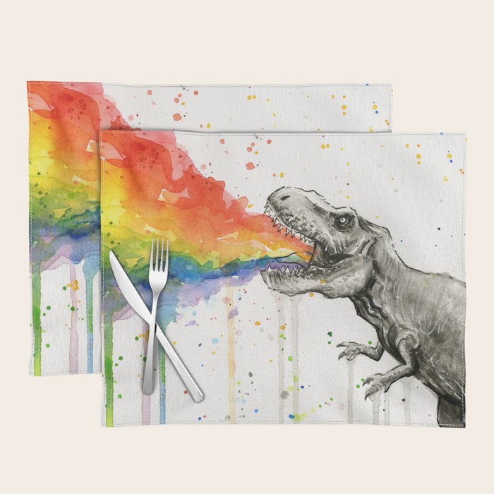T-Rex Rainbow Puke Placemat Gallery Image 1