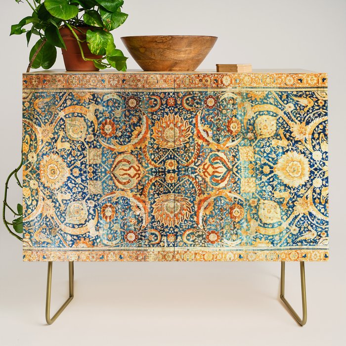 Antique Persian Animal Rug Print Credenza Gallery Image 1