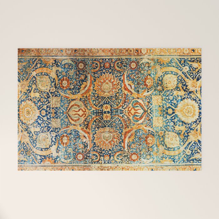 Antique Persian Animal Rug Print Welcome Mat Gallery Image 1